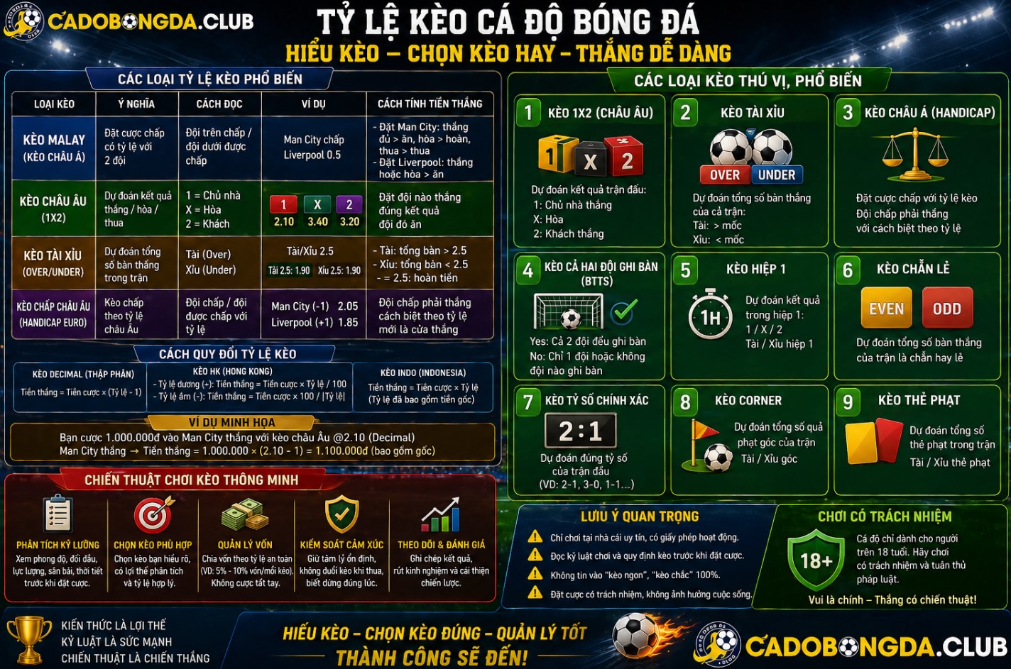 Các Tỷ Lệ Kèo Cá Độ Bóng Đá: Hướng Dẫn Đọc & Hiểu Chuẩn Nhất Cho Người Mới